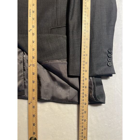 Jos A Bank Signature Gold 43R Gray Burnt Orange Plaid Blazer Jacket Suit Coat - Picture 10 of 13